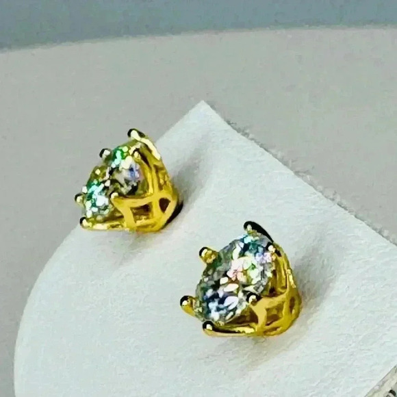 MOISSANITE CERTIFIED 1 Carat Each Stud Earrings Six Prongs 2 c.t.w - Picture 3 of 11